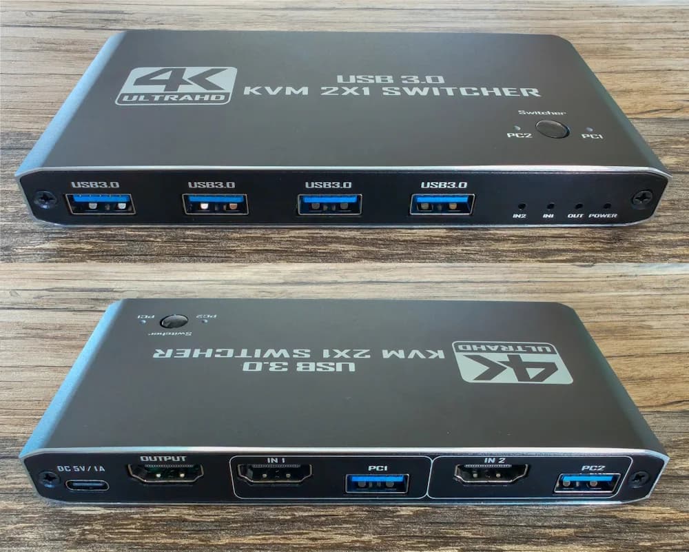 سوییچ KVM دو کامپیوتر با درگاههای USB و HDMI