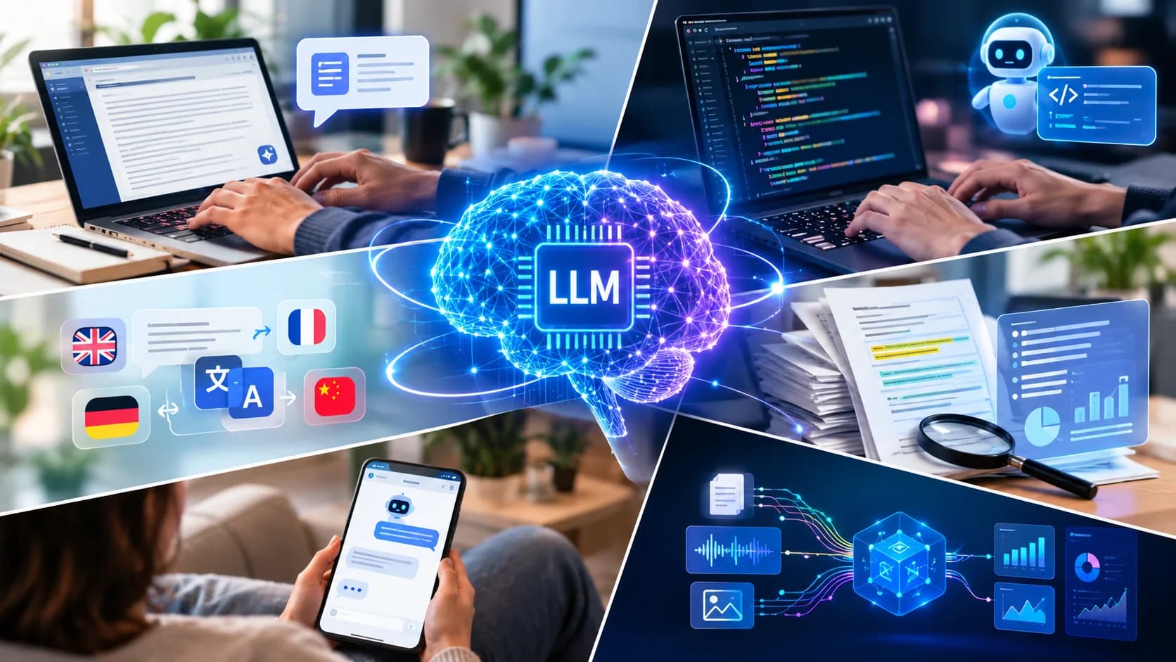 کاربردهای مدل زبانی بزرگ (LLM) در تولید محتوا، برنامهنویسی و تحلیل اطلاعات