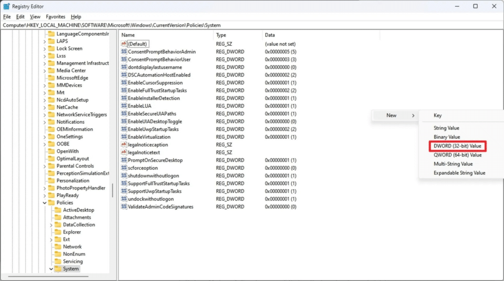 فعال کردن verbose mode با استفاده از Registry Editor استوک لند