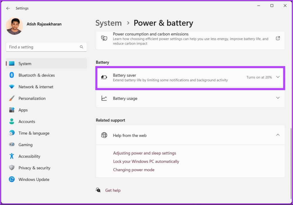 افزایش عمر باتری لپتاپ با حالت battery saver استوک لند