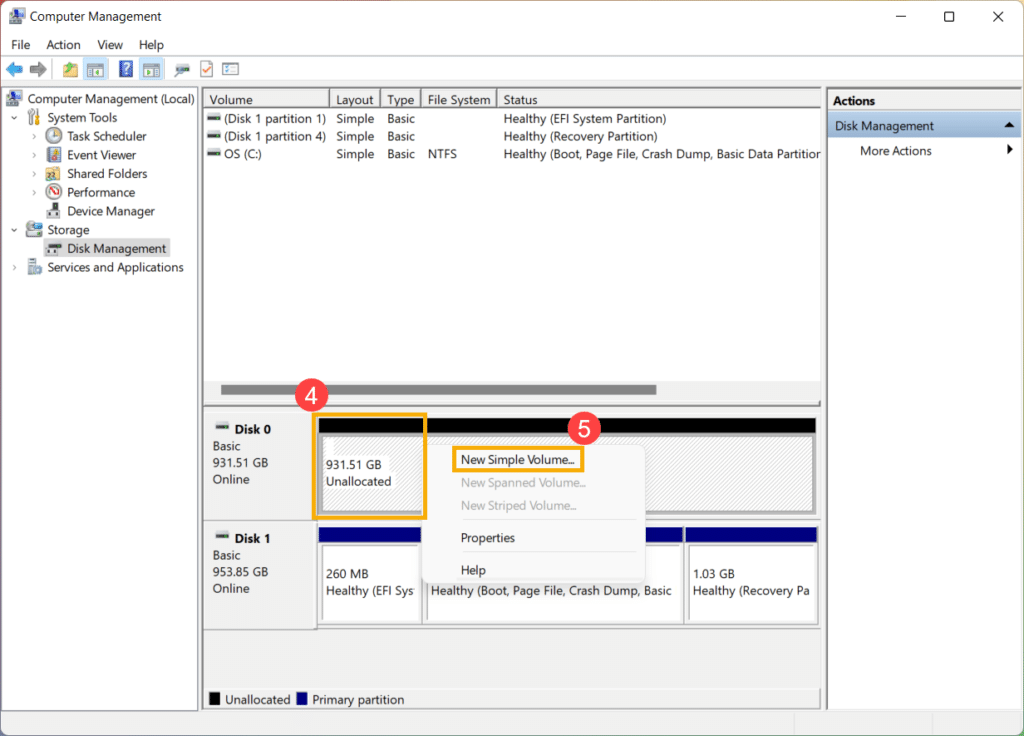 پارتیشنبندی هارد در ویندوز 11 با Disk Management