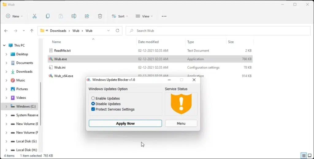 غیر فعال کردن آپدیتهای ویندوز 11 با Windows Update Blocker استوک لند
